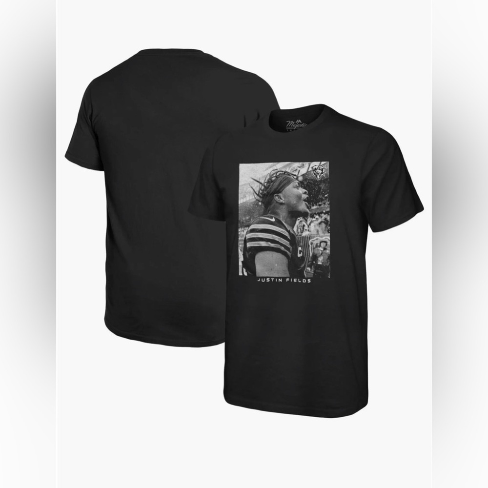 Majestic Black Justin Fields Photo Graphic Tee - Men